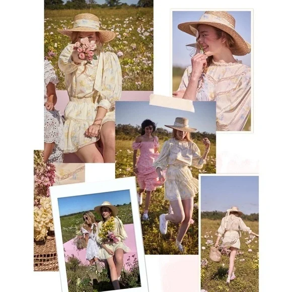 NWT LOVESHACKFANCY TARGET Floral Puff Sleeve Lace Trim Tier Ruffle Mini Dress 1X - Picture 14 of 16